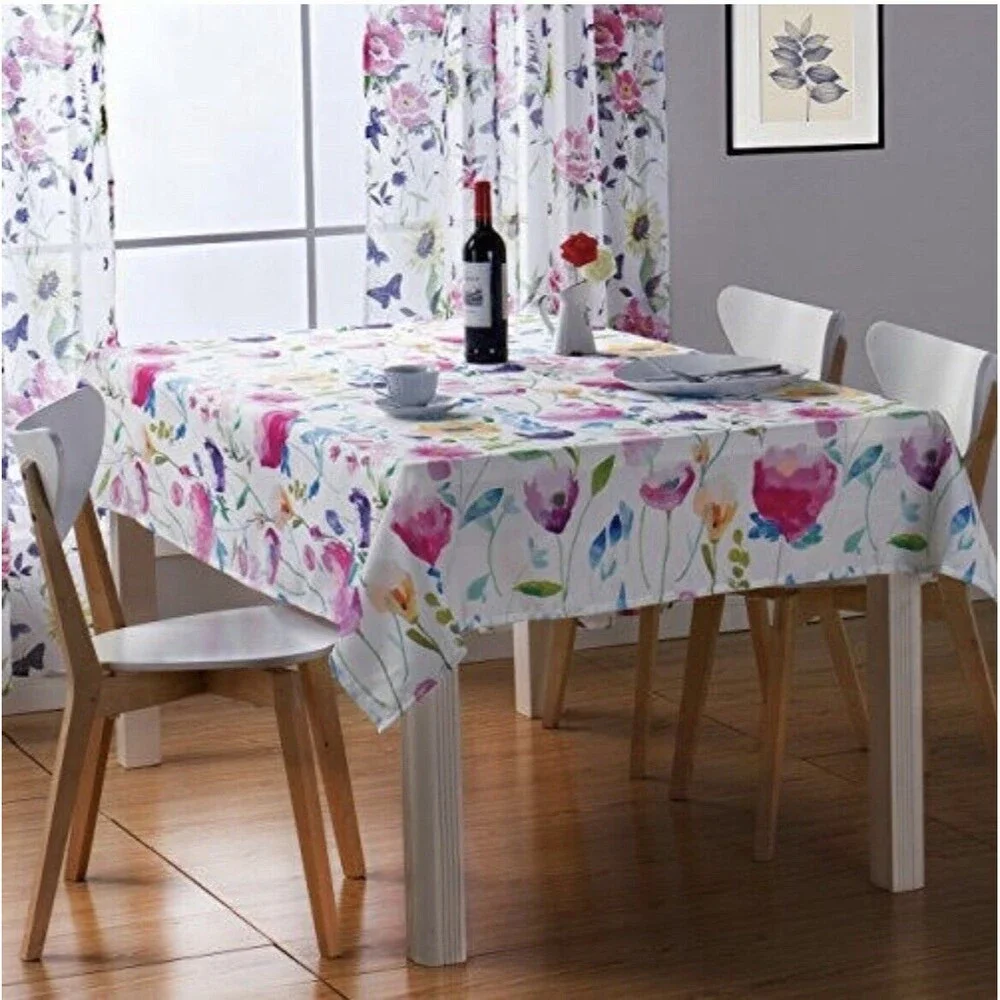 KindoBest Floral Watercolor Tablecloth Oxford Spring Colorful Washable 55